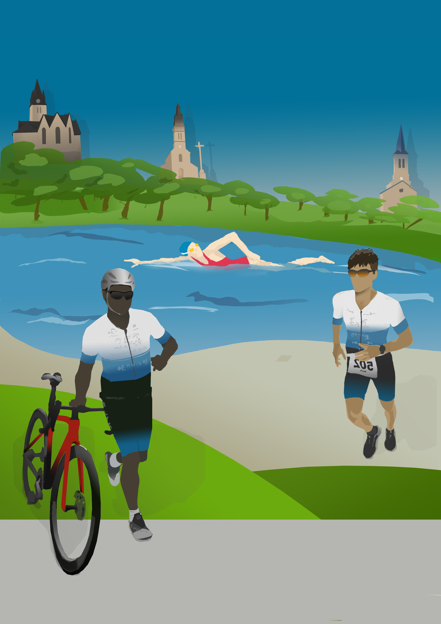 Affiche de triathlon 